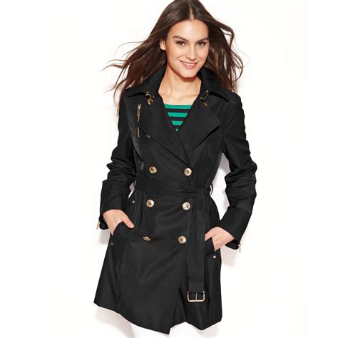 michael kors black trench coat uk|michael kors black raincoat.